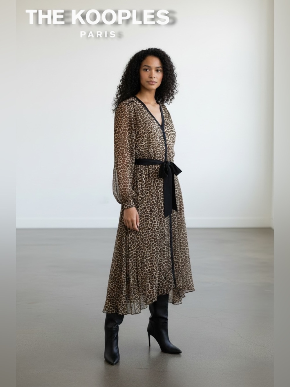 NWT The Kooples Leopard Print Chiffon Maxi Dress Size 2 / Medium US 6 Excellent